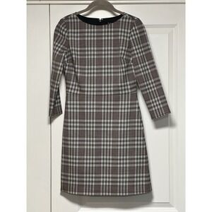 Theory,‎ Women's Plaid Shift Dress, Black & Brown, Size 00
